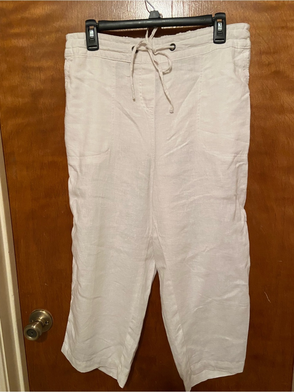 Linen Blend Wide Leg Crop Pants